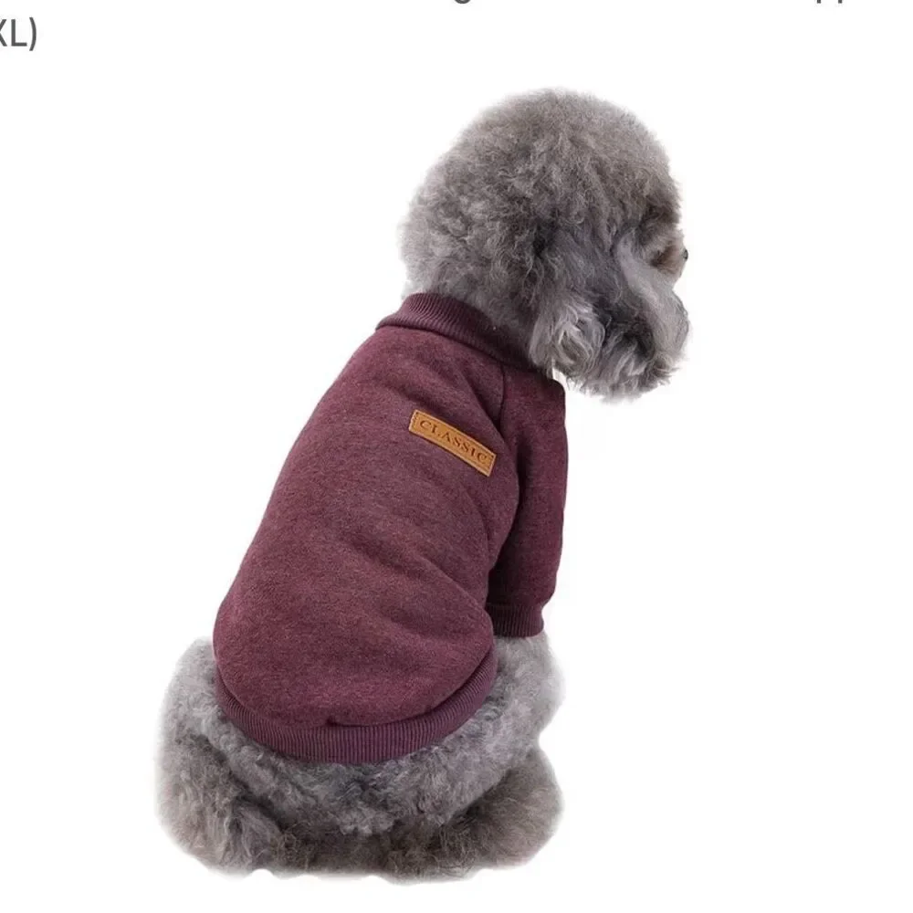 Fleece Dog Sweater Sweatshirt Burgundy Sz M